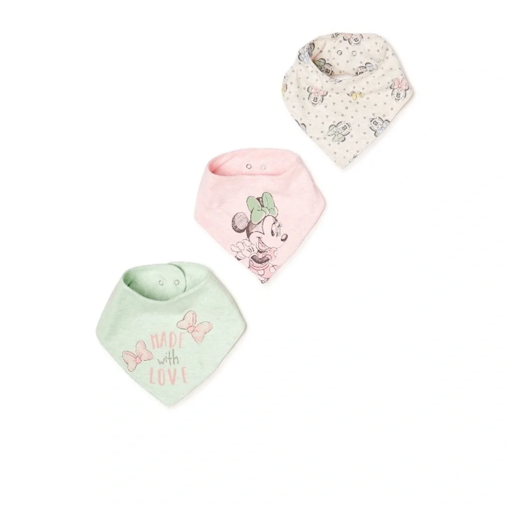 Disney Minnie Mouse 3 Pack Baby Girl Bibs Drool Bandana Fabric